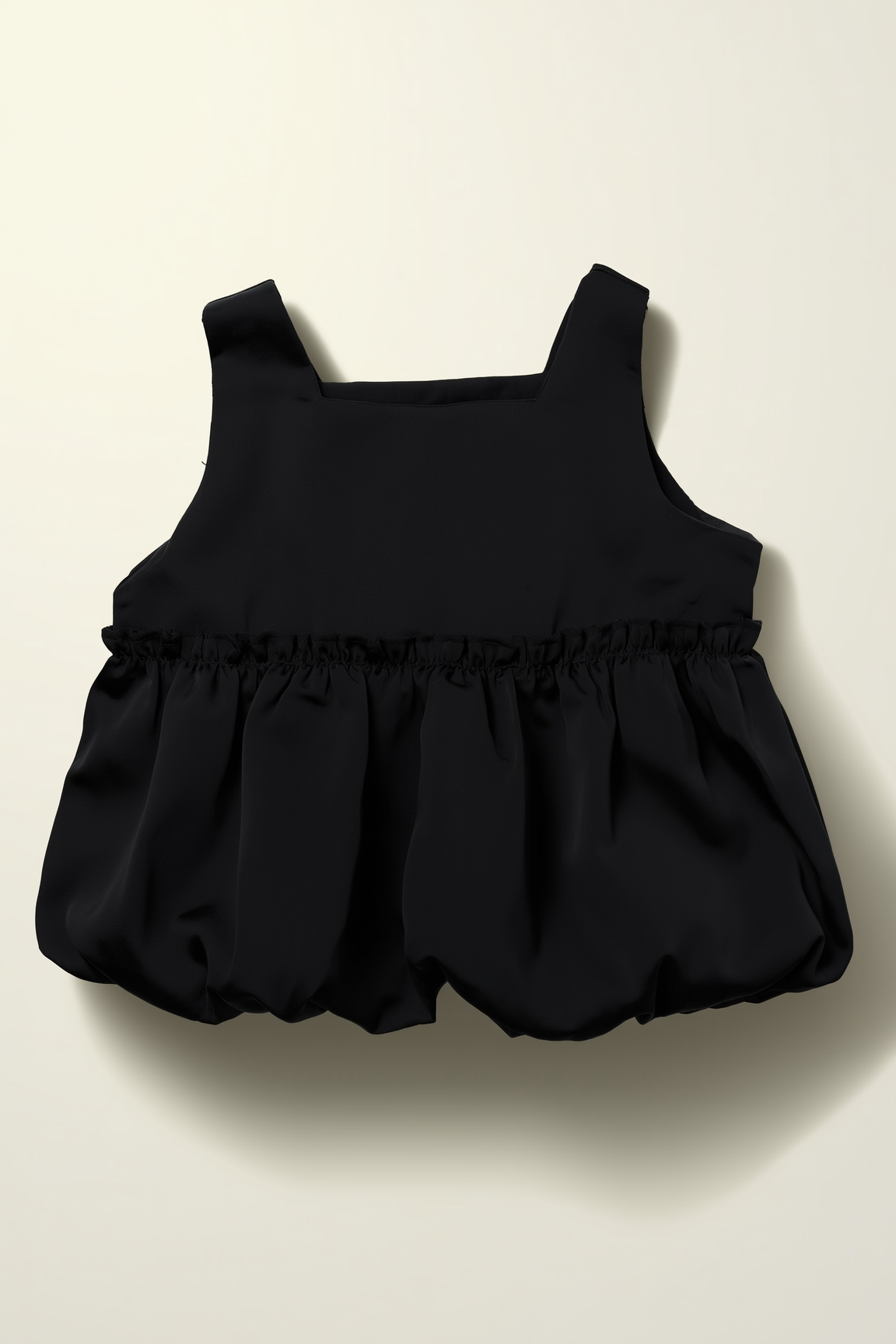 Black Sleeveless Bubble Hem Top