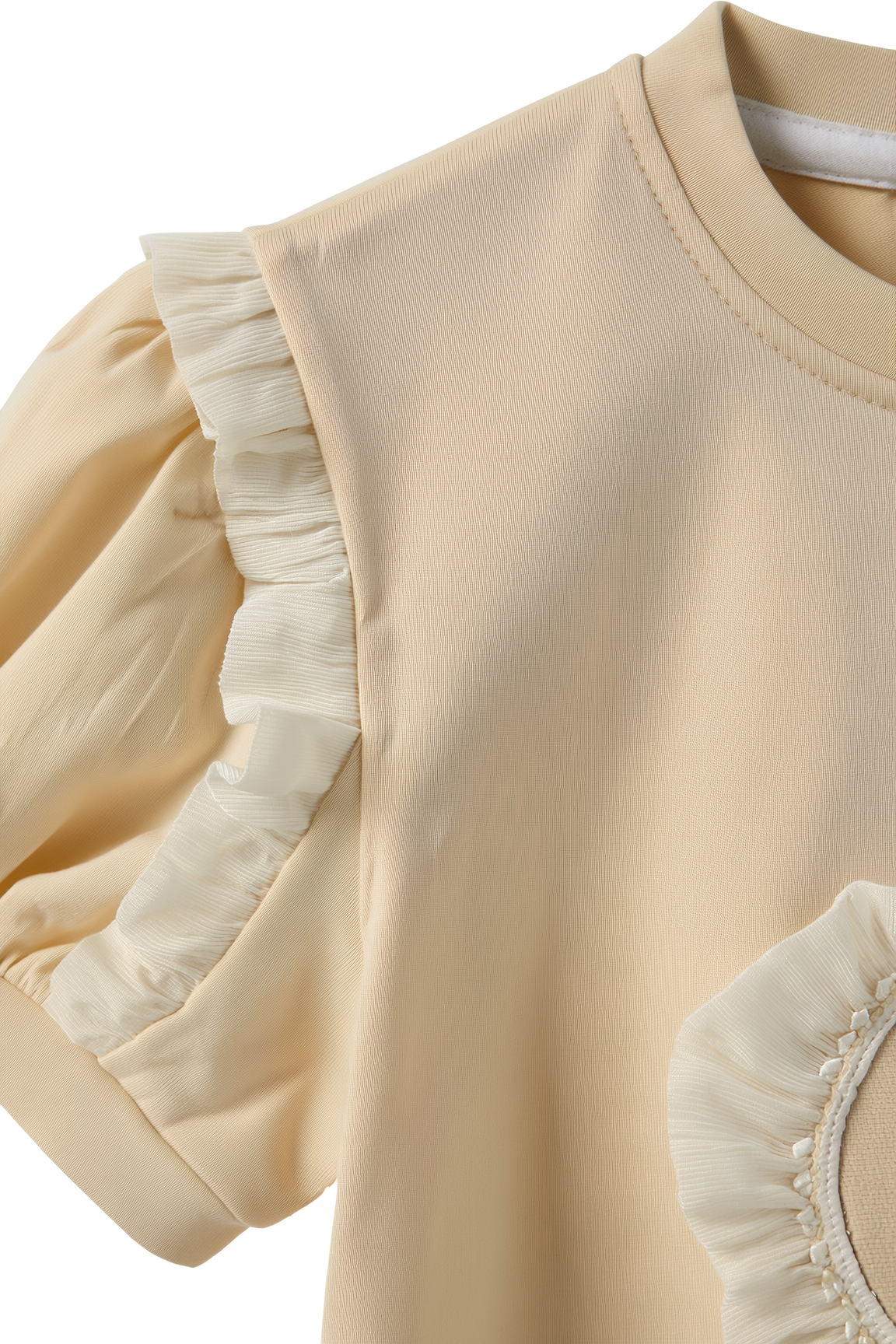 Crew Neck Short Sleeve Embroidery Detailed Baby Girl T-Shirt