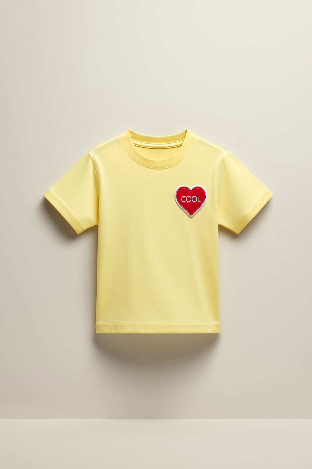 Kids' Cotton T-Shirt with Embroidered Heart Appliqué