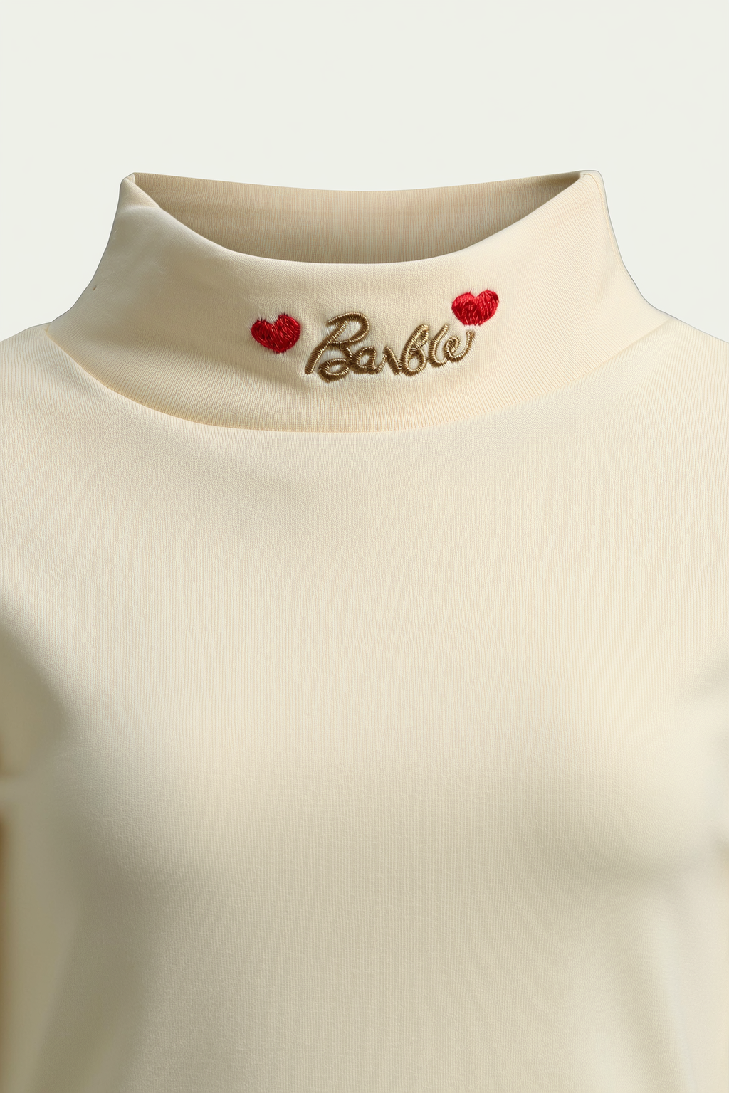 Girls’ off white High-Neck Top with Barbie Embroidered Patch