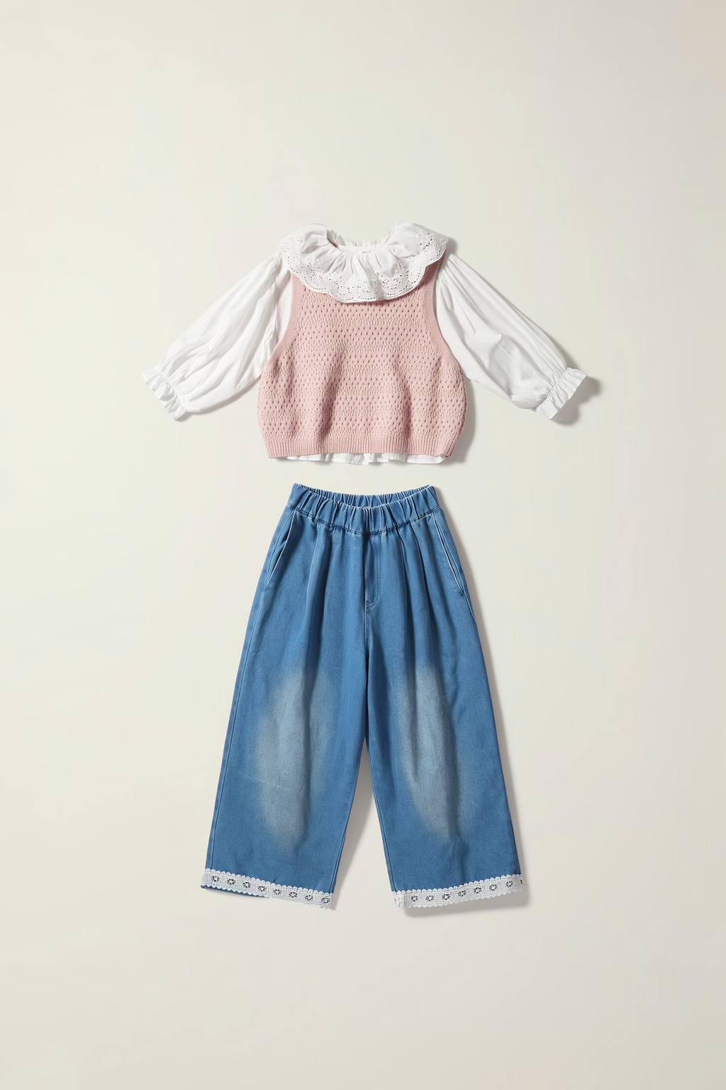 AO 3-Piece Look Vest & Wide Leg Jeans