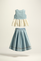 Girls' Denim-Lace Co-ord Set