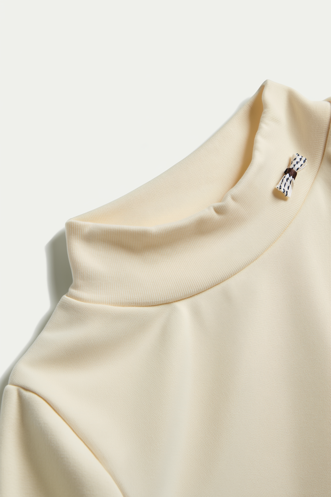 Kids’ Soft Cream Bow Detailing Turtleneck Tee