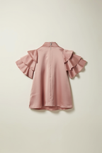 Satin Dusty Pink Tie-Neck Top