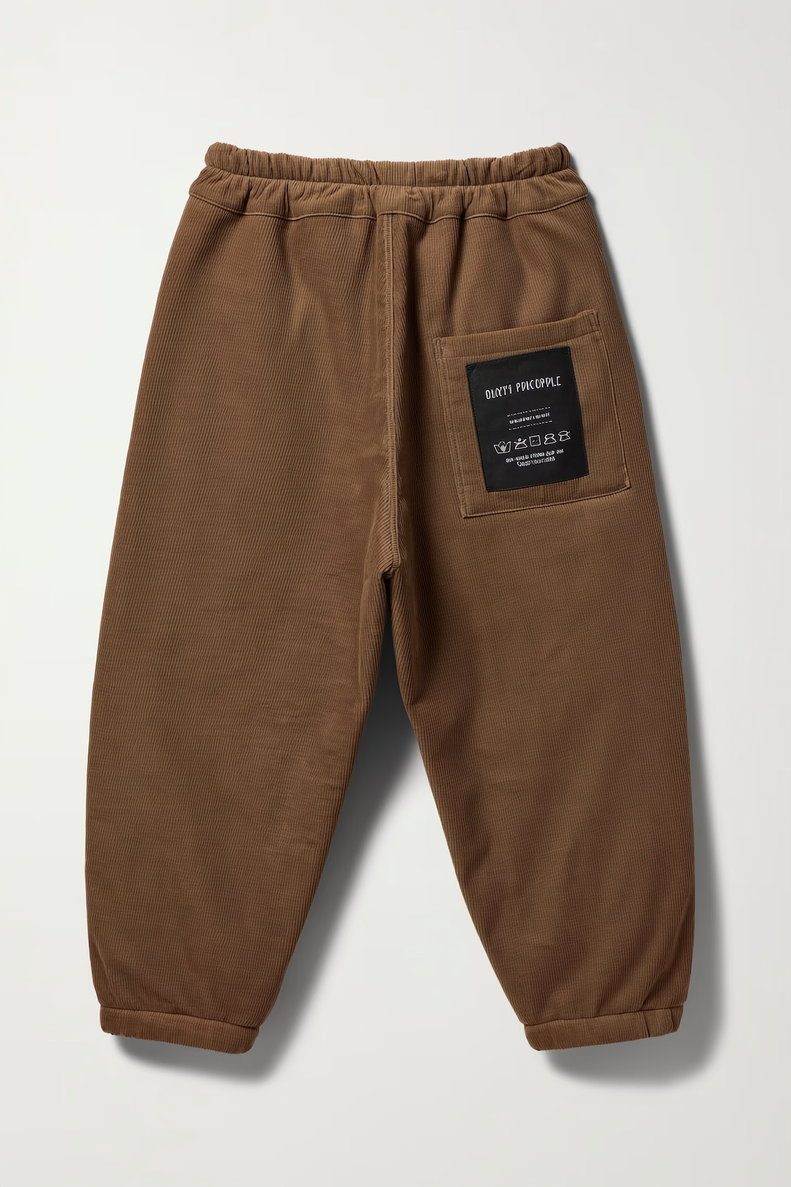 Beige Textured Corduroy Drawstring Pant
