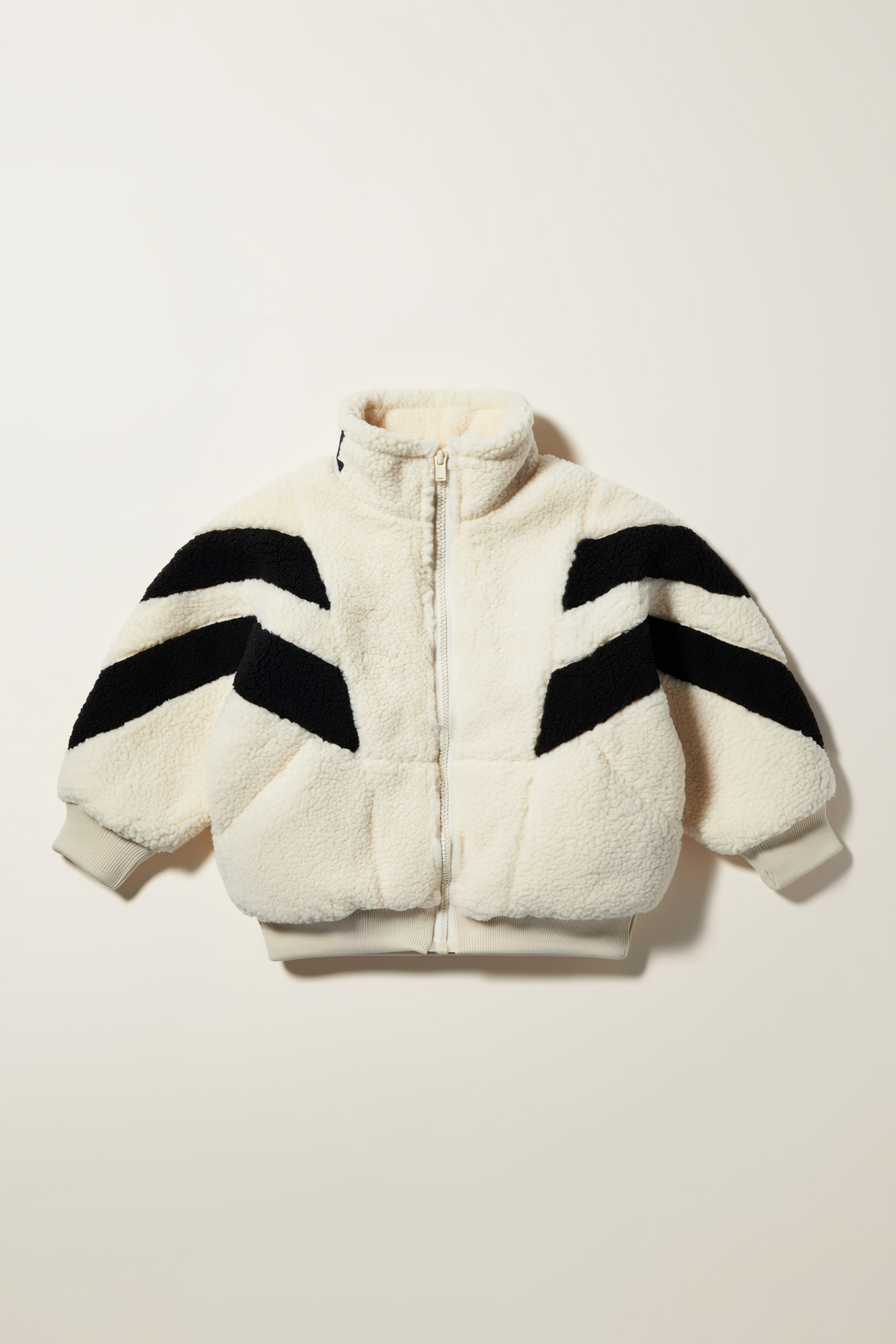 Cream Sherpa Chevron Bomber Jacket