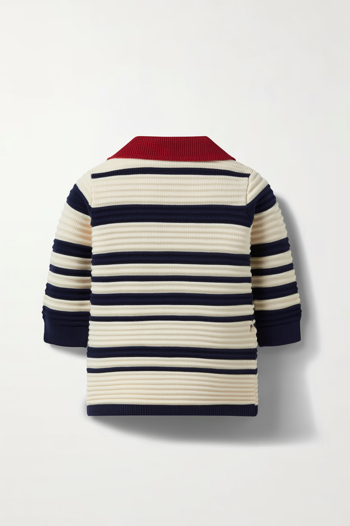 Boys' Navy & Cream Striped Knit Polo Shirt with Patch