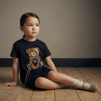 Black Domrebel Play Bear Graphic Tee