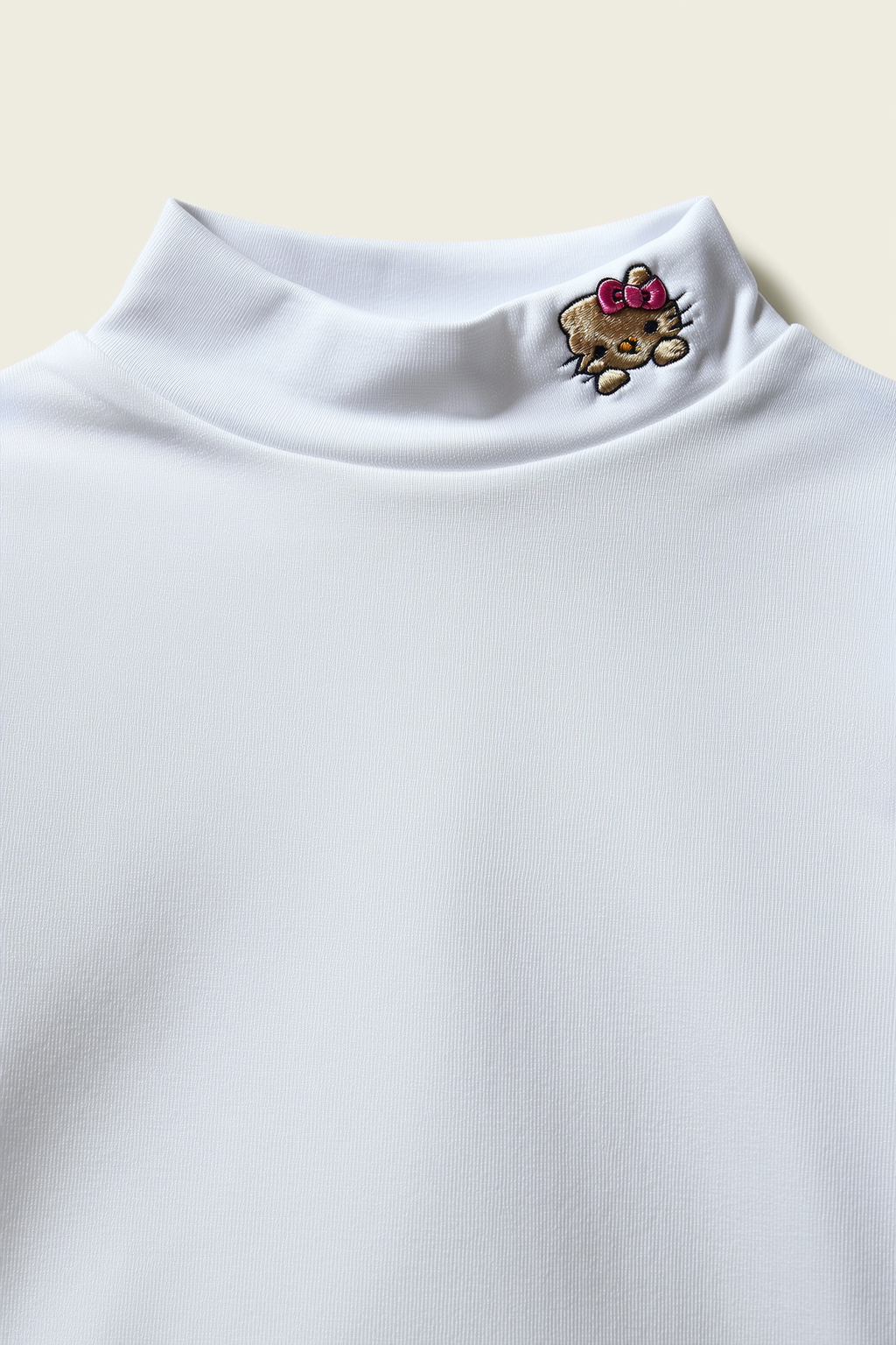 Girls’ Blue High-Neck Top with Cute Embroidered Patch