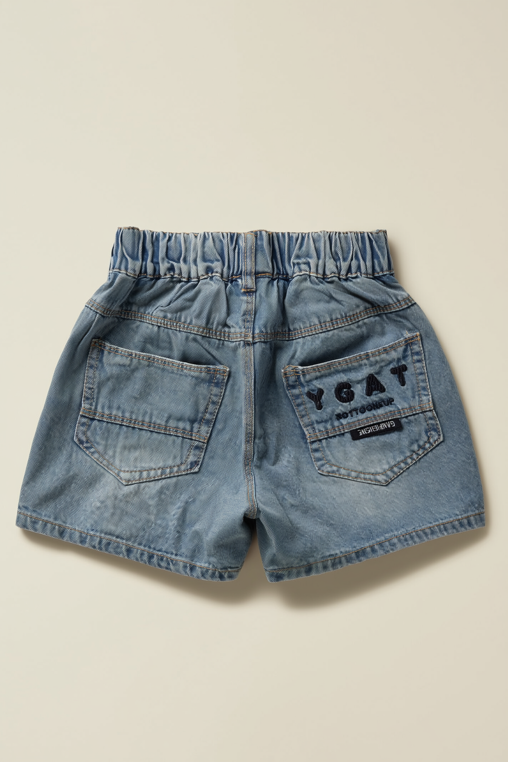 Kids' Light Wash Ripped Elastic Waist Shorts