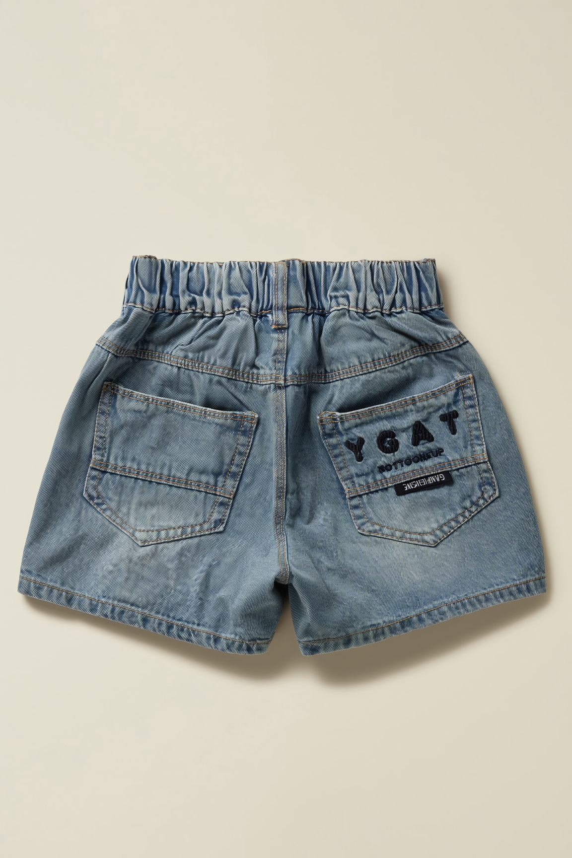 Kids' Light Wash Ripped Elastic Waist Shorts