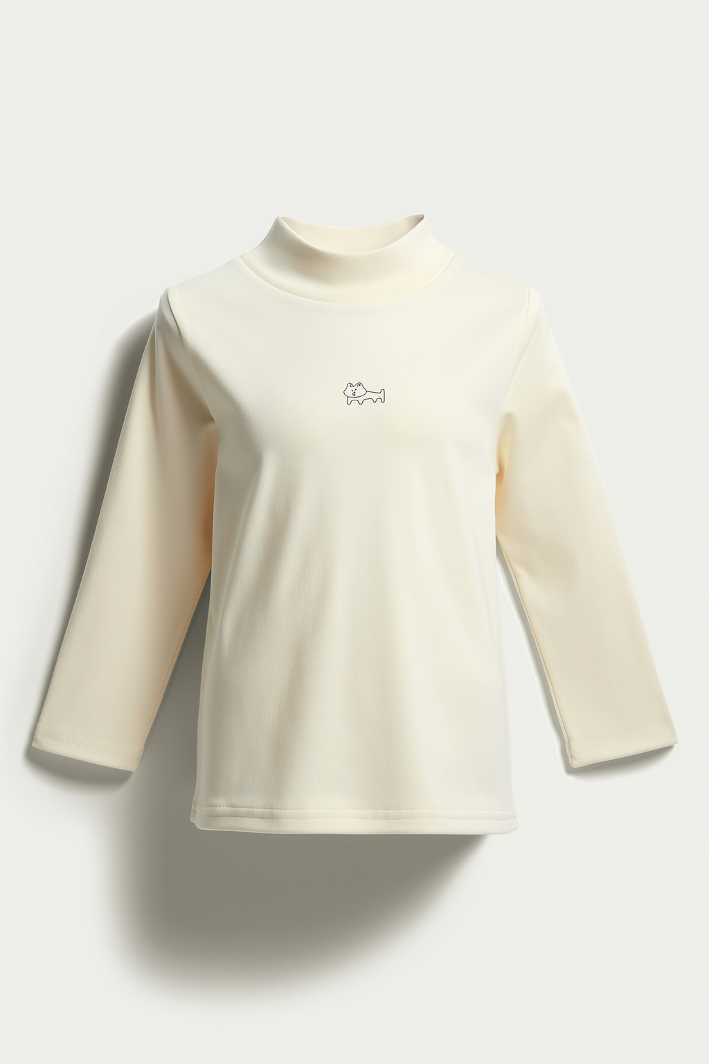 Girl White Regular Fit Mock Neck T-Shirt