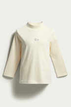 Girl White Regular Fit Mock Neck T-Shirt