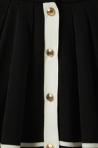 Black Knit Pleated Mini Skirt with White Stripes