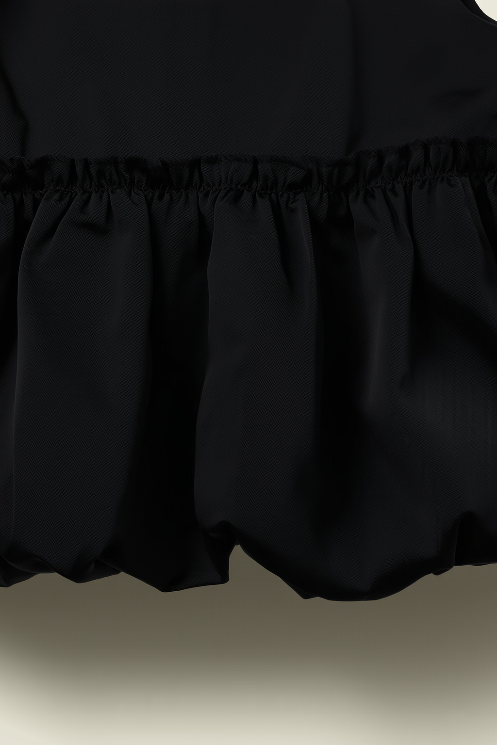 Black Sleeveless Bubble Hem Top