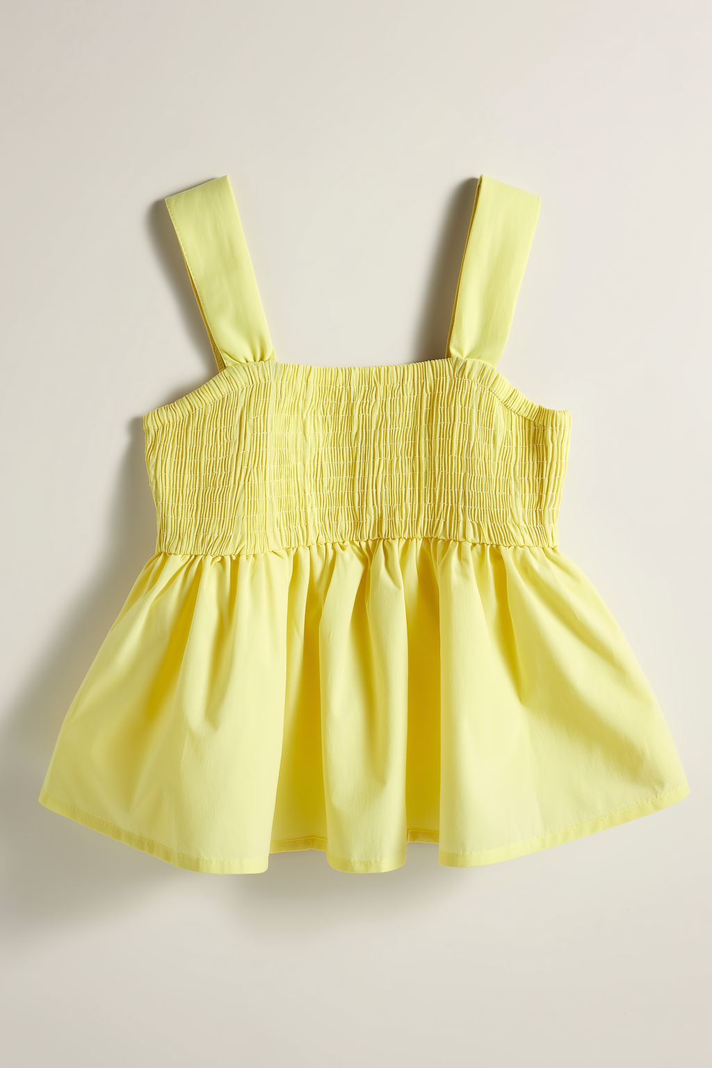 Shirred Square-Neck Peplum Top