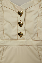 White Cotton Blend Cami Dress with Heart Buttons