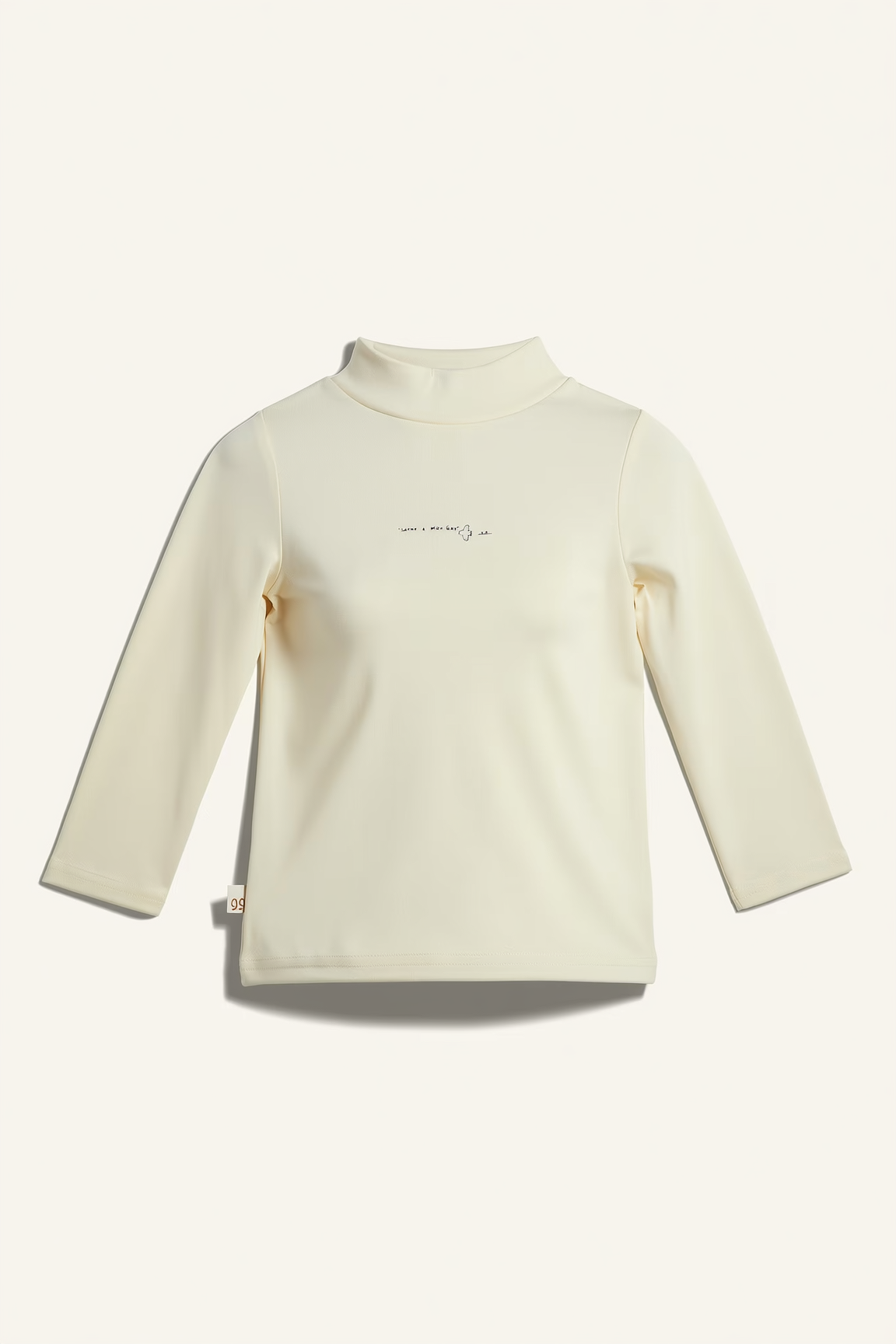 Girl Embroidered Regular Fit Cream Mock Neck T-Shirt