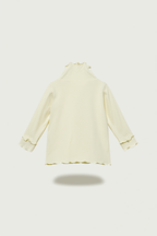 Regular Fit Ruffle Detailing Cream Mock Neck Embroidered Unisex kids T-Shirt