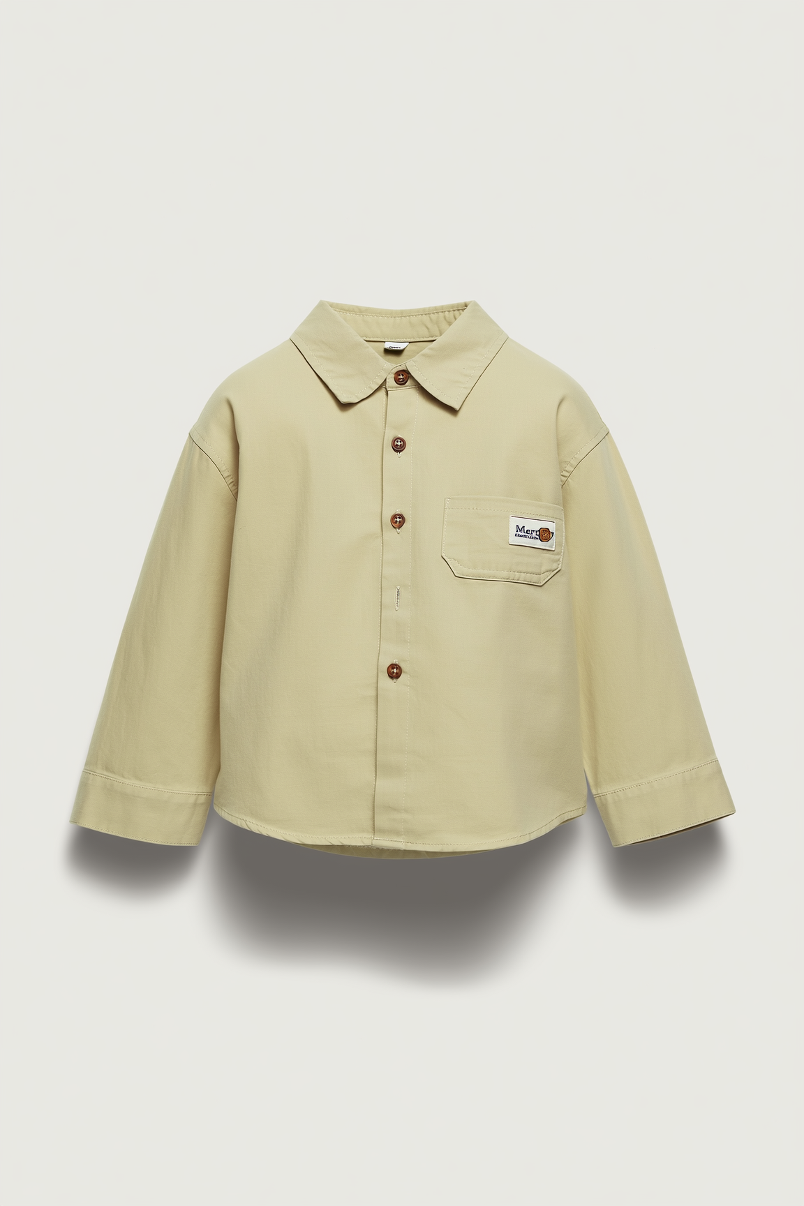 Boys' Sand Cotton Shirt with Bear Label