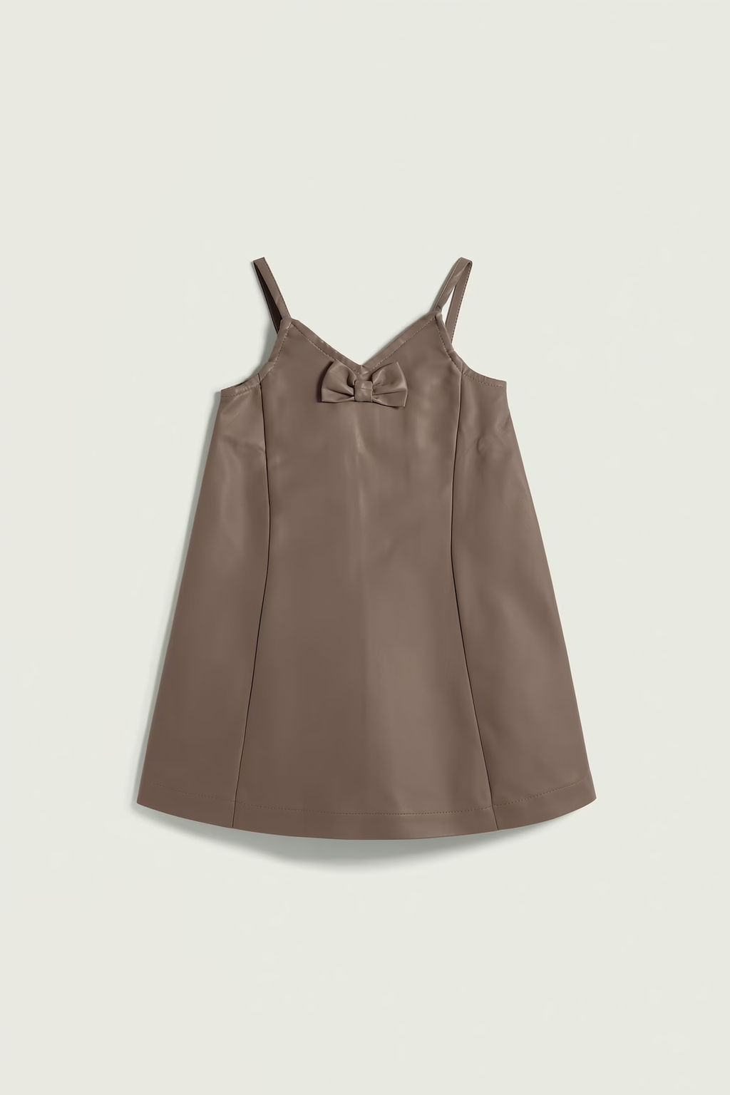 Mocha Faux Leather Bow Dress