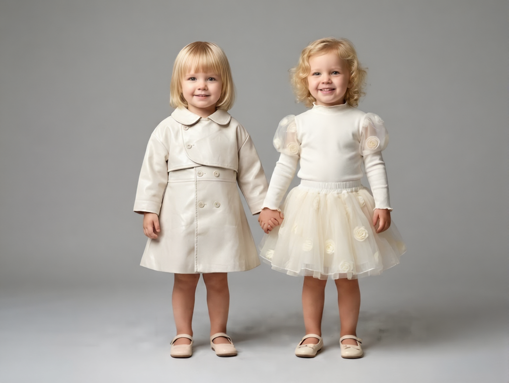 Ivory long-sleeved knit bodice and tulle tutu dress