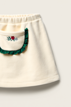 Girls' Corduroy A-Line Skirt with Rose Embroidery