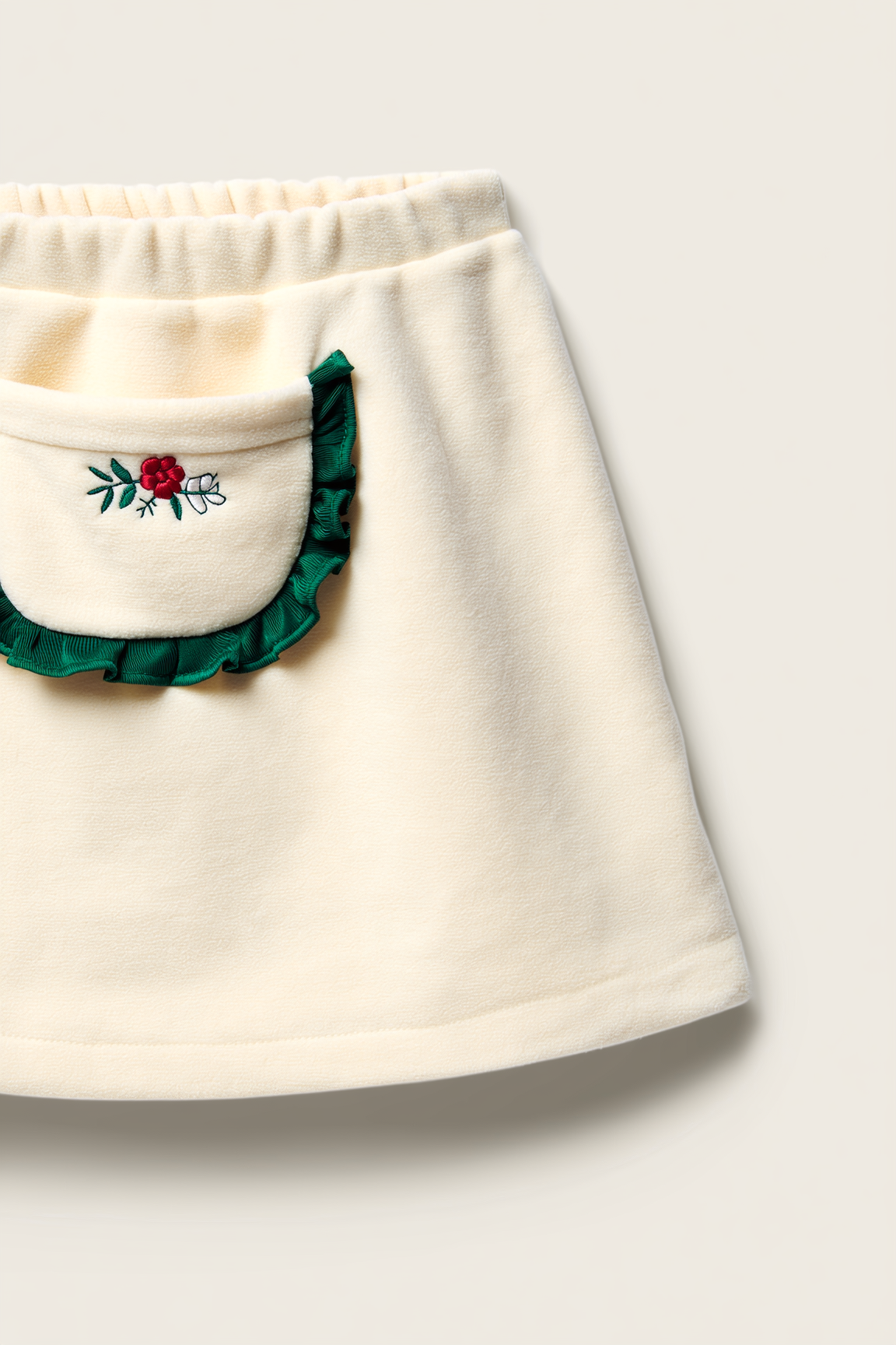 Girls' Corduroy A-Line Skirt with Rose Embroidery