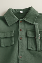 Boys' Olive Cotton Solid Overshirt