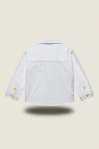 Boys' Solid Orange Casual Shirt with Motif