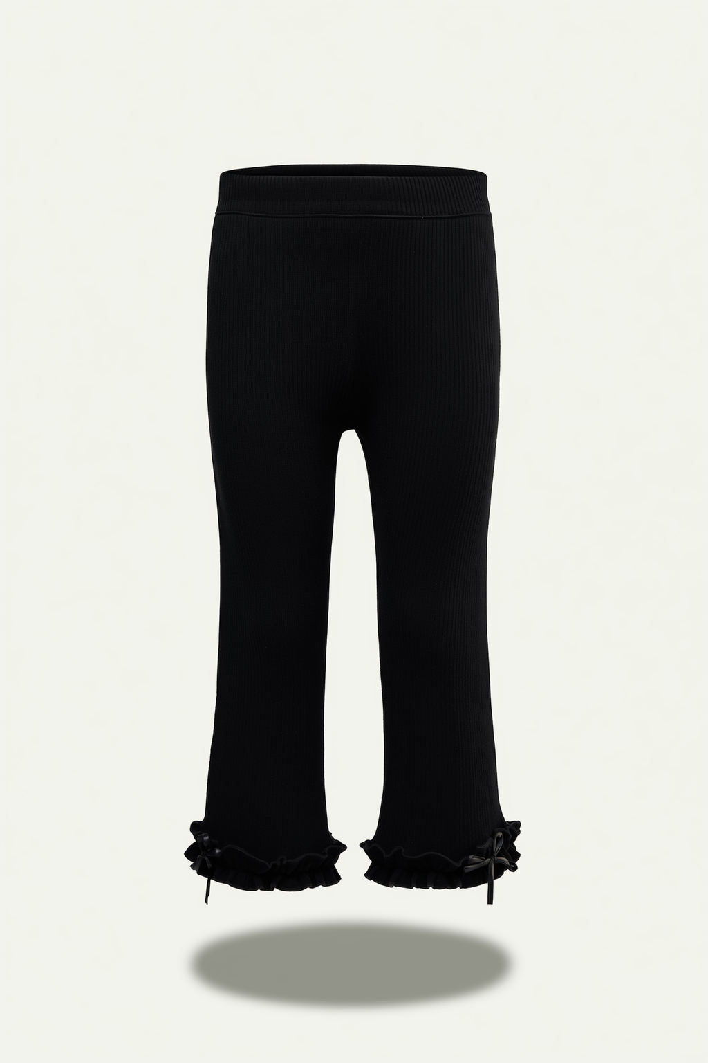 Black flared leggings with ruffles