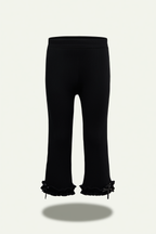 Black flared leggings with ruffles