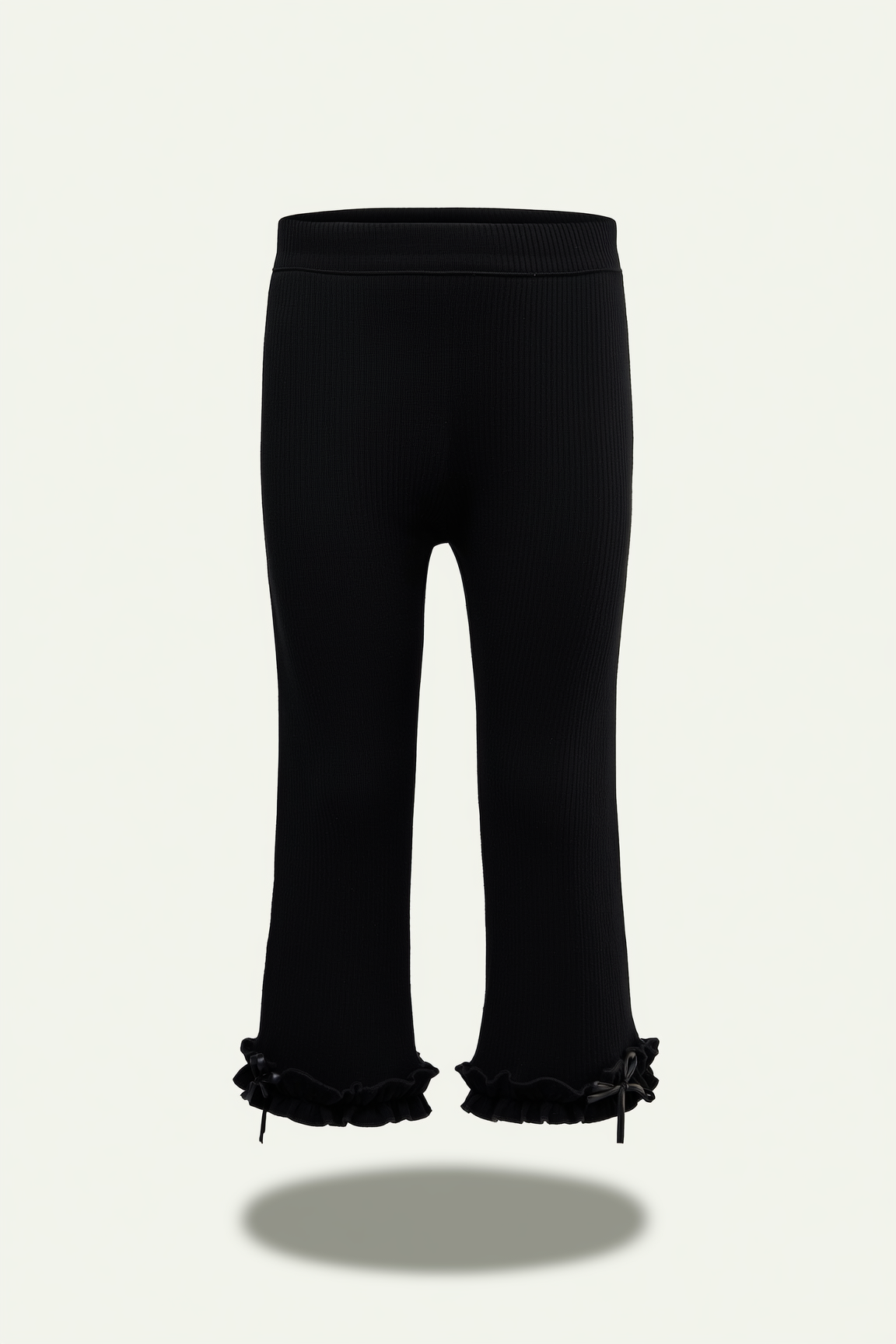 Black flared leggings with ruffles