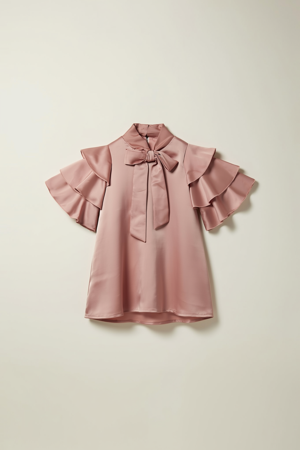 Satin Dusty Pink Tie-Neck Top