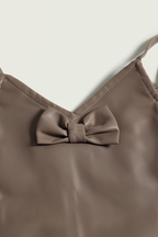 Mocha Faux Leather Bow Dress