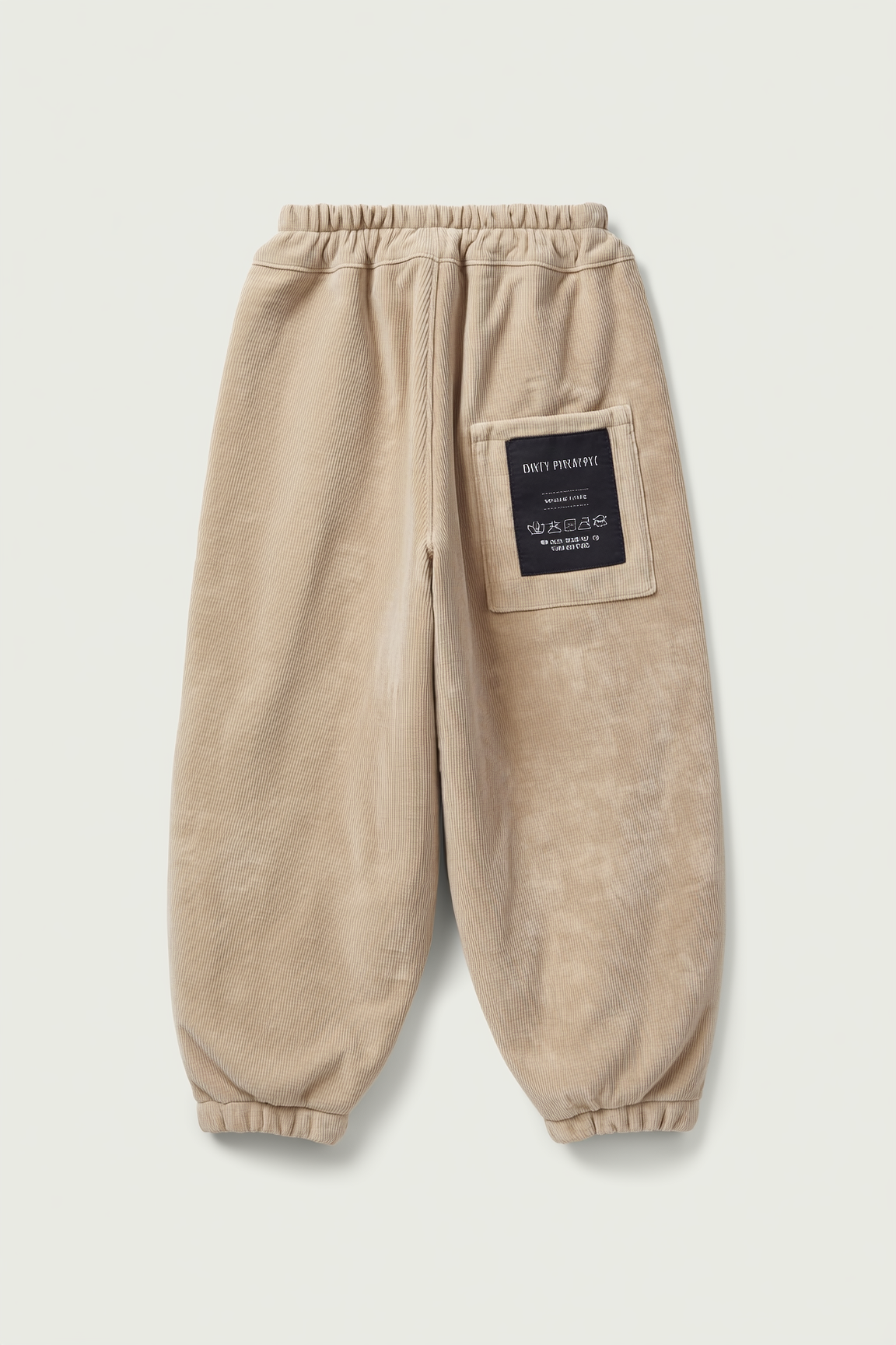 Beige Textured Corduroy Drawstring Pant