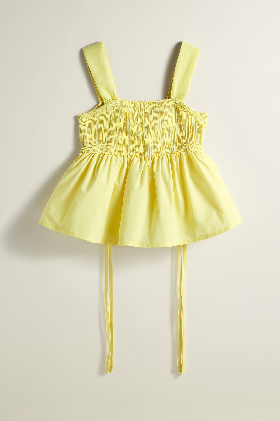 Shirred Square-Neck Peplum Top