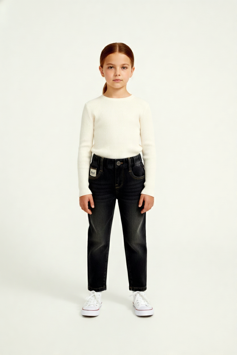 Kids Elastic Waist Cotton Boys Mom fit Jeans