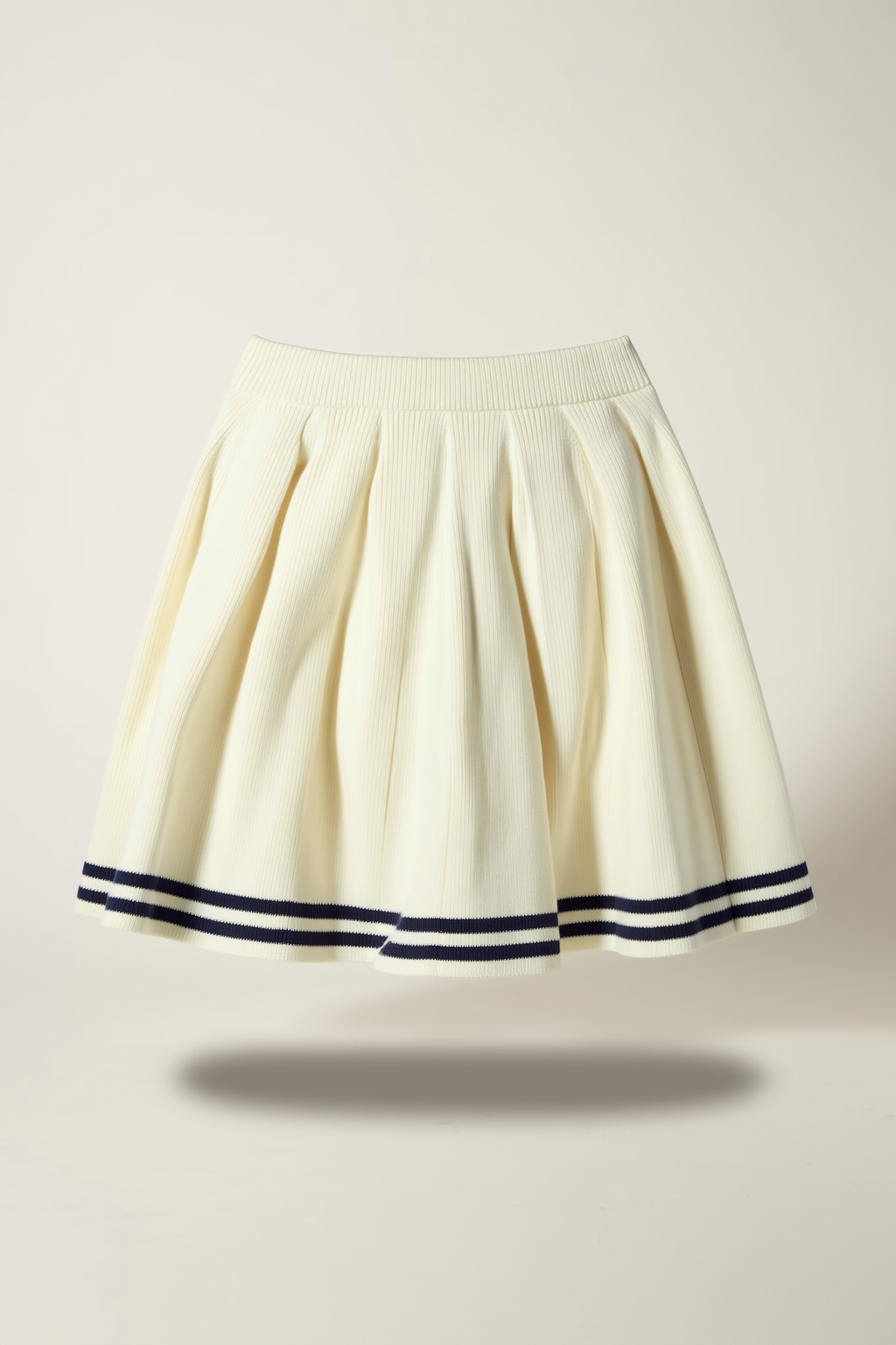 White Pleated A-Line Skirt with Gold Buttons