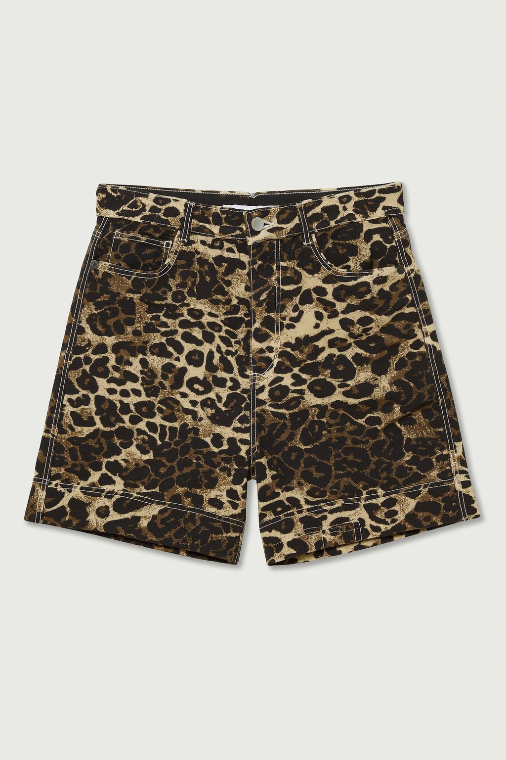 High-waist leopard-print bermuda shorts