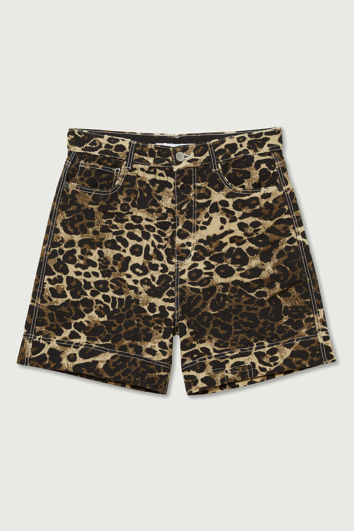High-waist leopard-print bermuda shorts