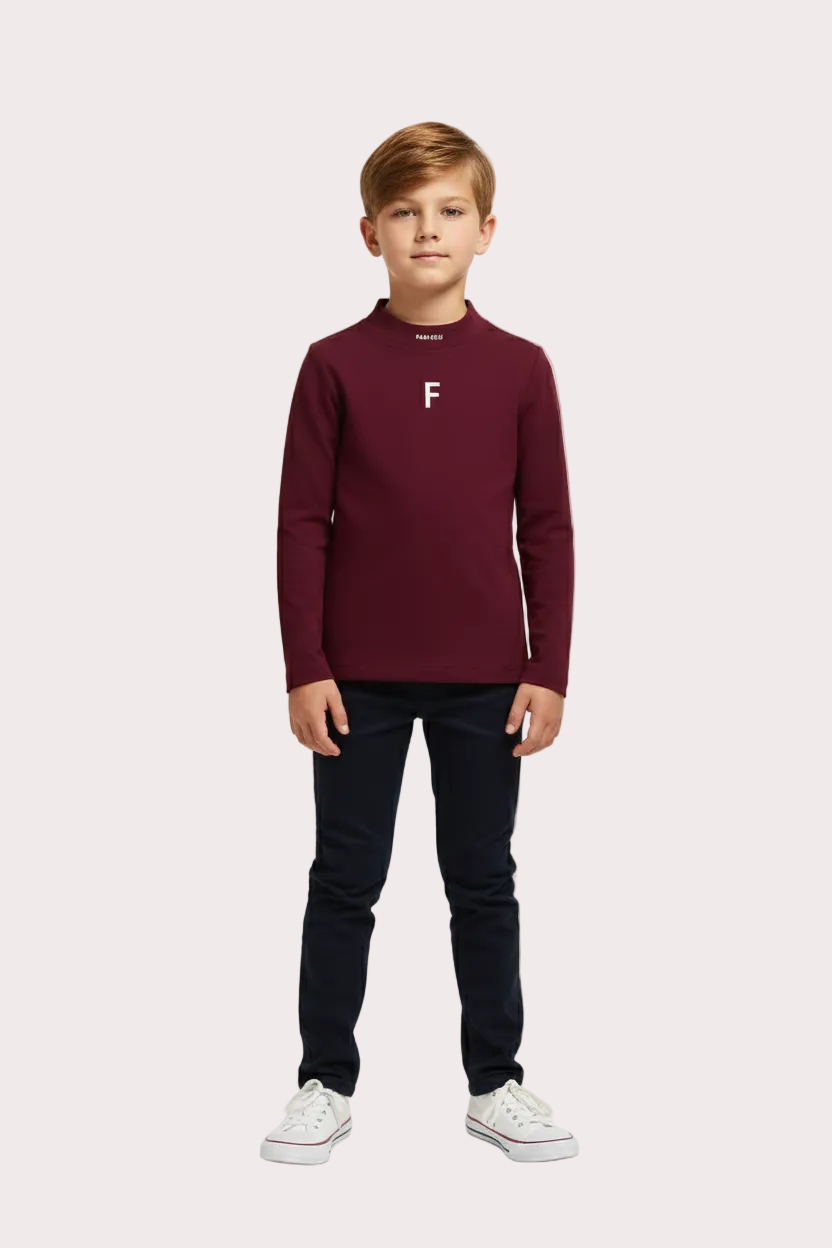 Burgundy long-sleeve T-shirt