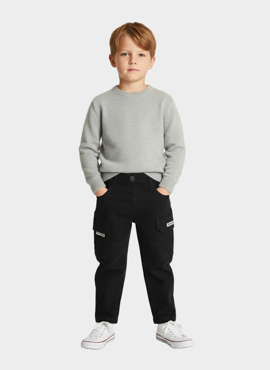 Boys' Black Cargo Trousers