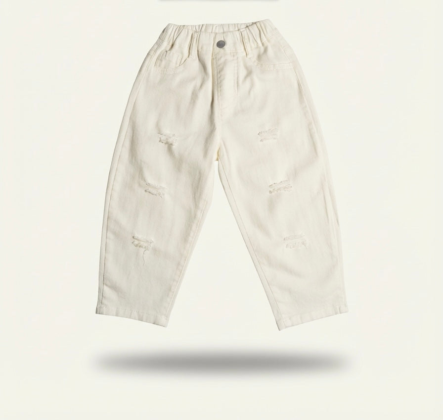 Off White Comfort Distressed Stretchable Jeans