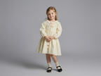 Ivory Smocked Waist Dress with Lace Collar