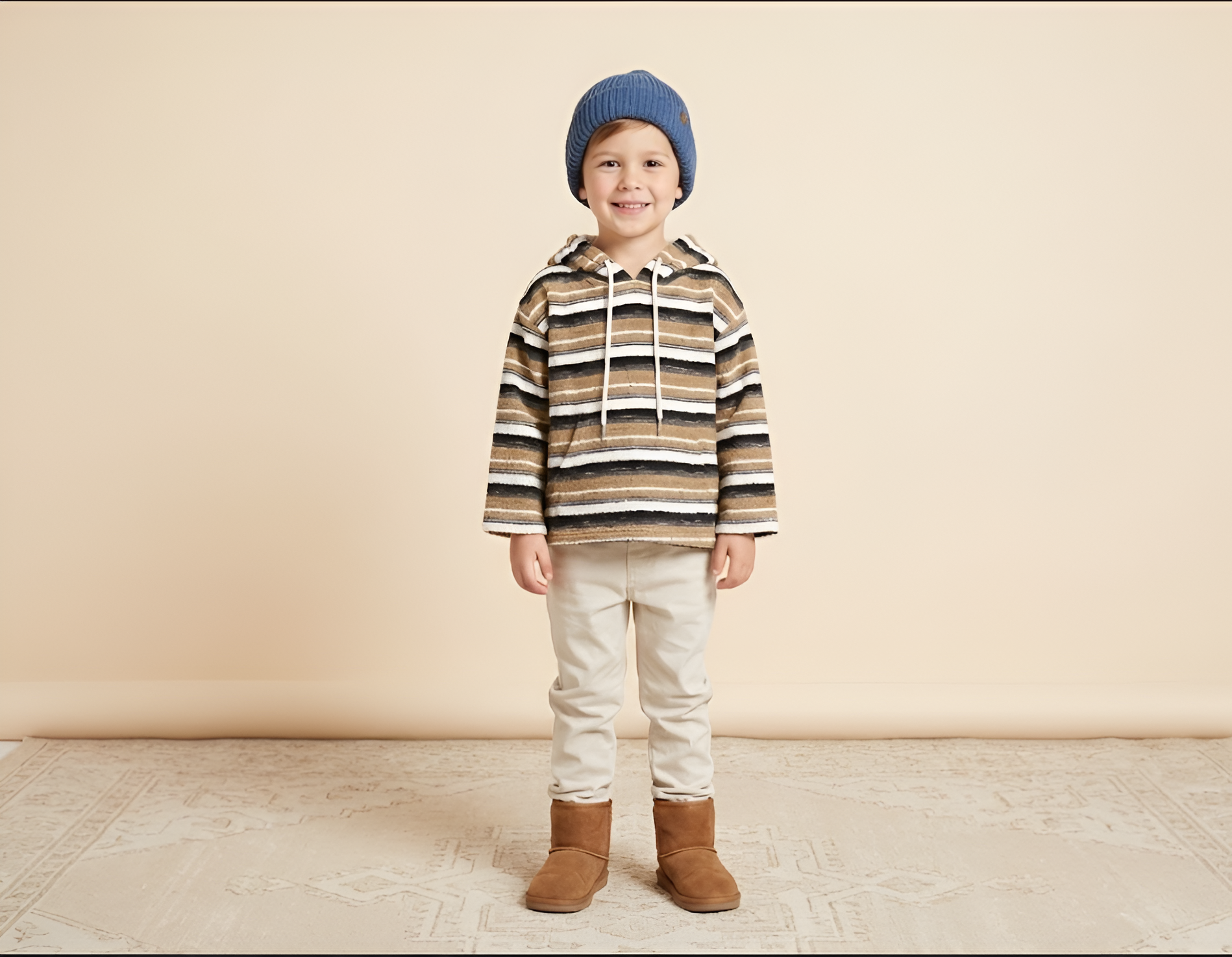 Boys Textured Baja Stripe Pullover Hoodie