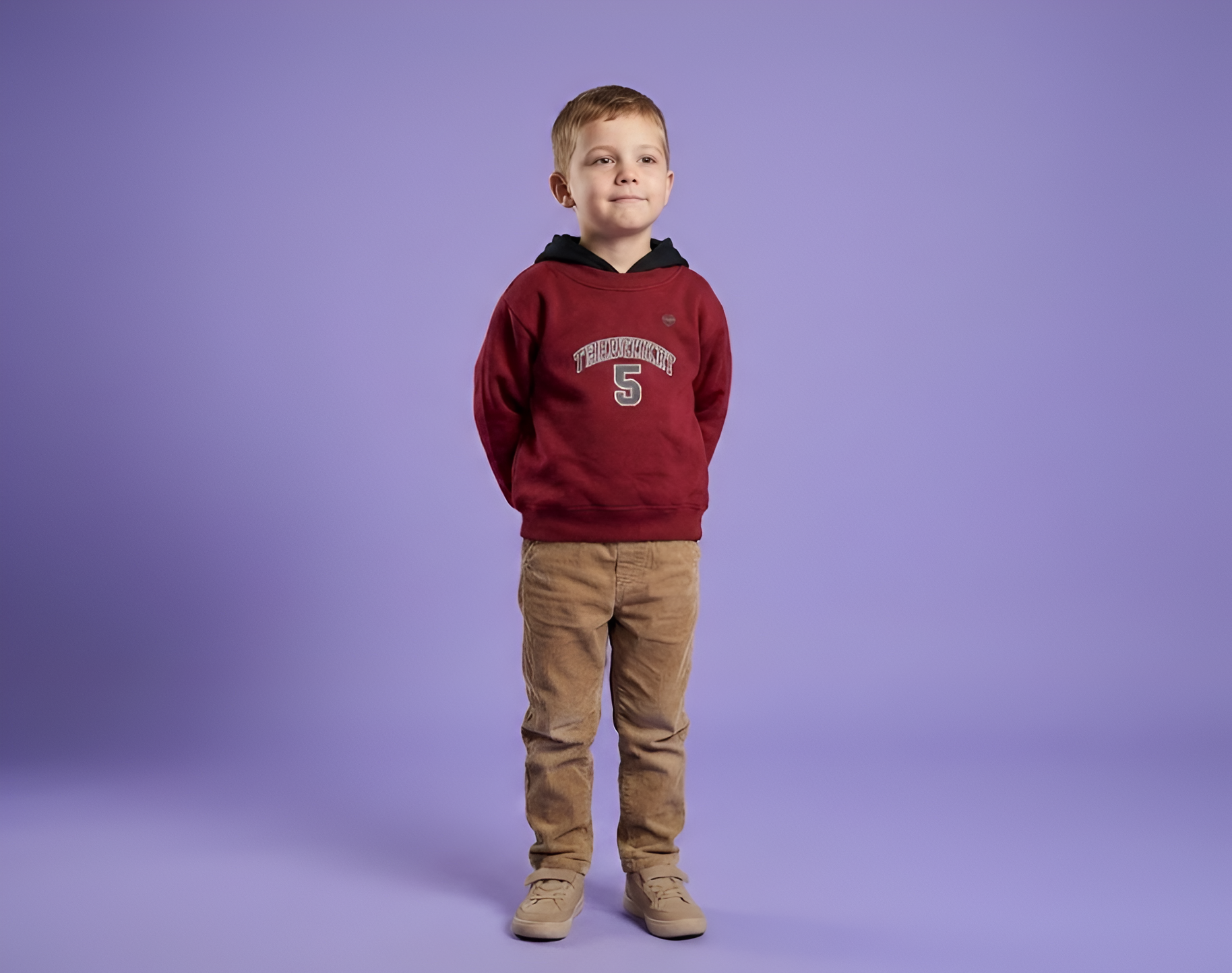 Boys' Maroon & Black Contrast Hood Pullover