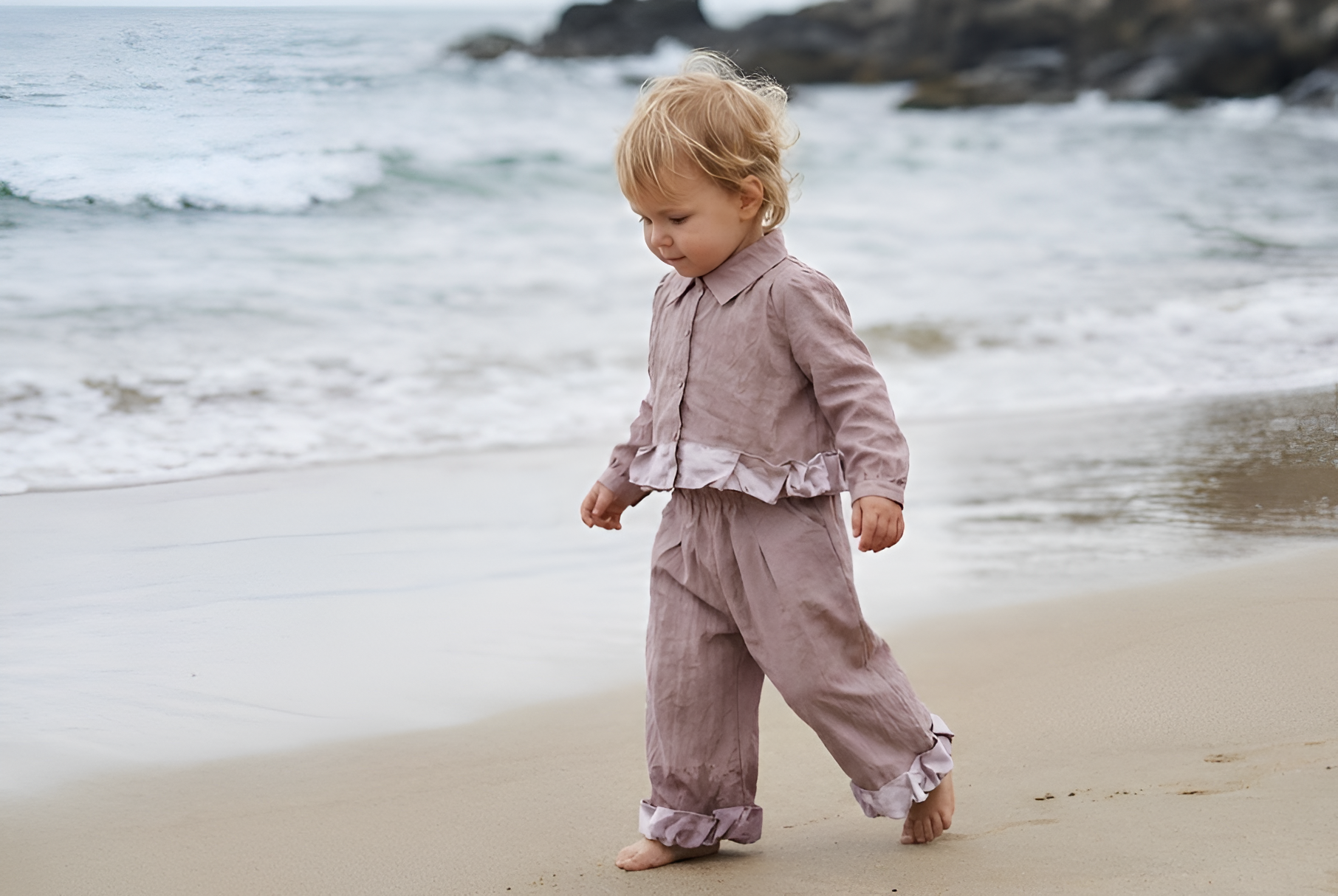 Dusty Rose Satin Trim Co-ord Set
