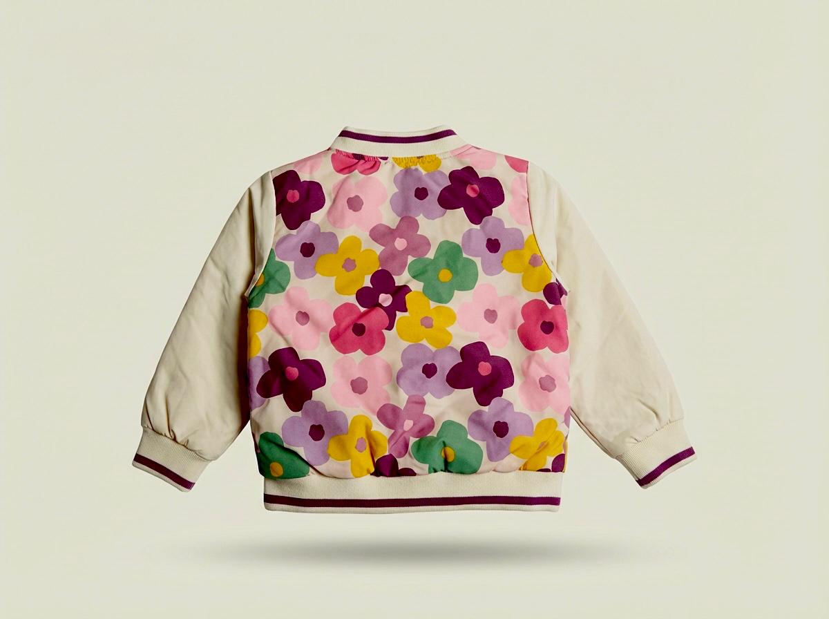 Yamp Boys Floral Appliqué Varsity Jacket