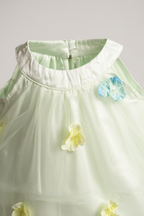 Girls' Sheer Organza top with 3D Flowers